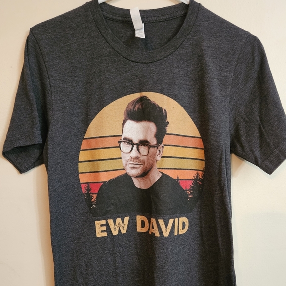 Women's Ew David Fitted TShirt Size Small Dark Gray Schitt's Creek - Picture 3 of 4